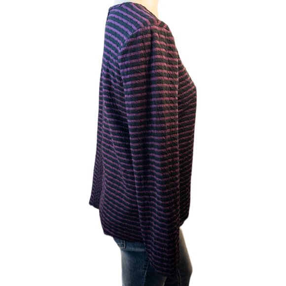 Habitat Womens Size Small Cardigan Blue Purple Stripe Round Neck Long Sleeve Top - Picture 4 of 10